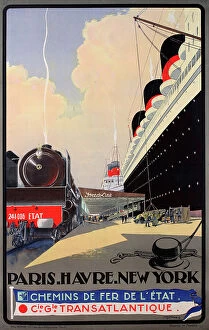 Train Collection: Poster, CGT cruises, Paris, Le Havre, New York