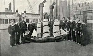 Print of Practical Seamanship Class on the Training Ship Wellesley