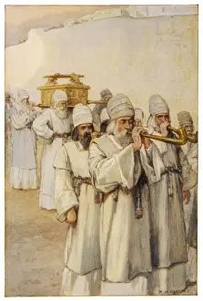 Print of Priests at Jericho with the Ark and Trumpets