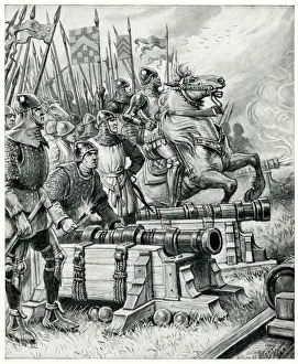 Primitive cannons used at Battle of Crecy, France Primitive cannons used at Battle of Crecy, France