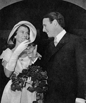 Prince Sadruddin Khan and Nina Dyer on their wedding day