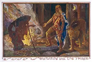 Lithuanian Folk Print: The Witch and the Princes