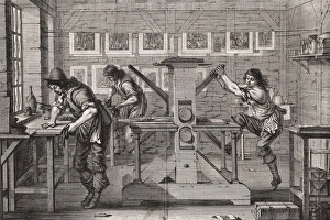 Printing. Printmaker of etching. 1641. Engraving Printing. Printmaker of etching. 1641. Engraving