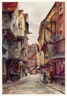 Prints of An old street in a provincial city - the Shambles, York York Prints: Provincial City Street Print - The Shambles, York