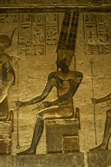 Ptolemaic temple of Hathor and Maat. God Amun. Seated figure Ptolemaic temple of Hathor and Maat. God Amun. Seated figure