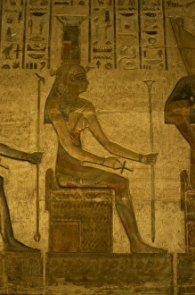 Ptolemaic temple of Hathor and Maat. Nephthys. Seated figure Ptolemaic temple of Hathor and Maat. Nephthys. Seated figure