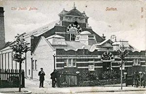 The Public Baths, Sutton, Surrey Print 1913