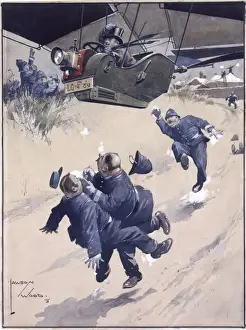 Related Prints: Flying Machine Chase Print: Satirical Scene by Lawson Wood