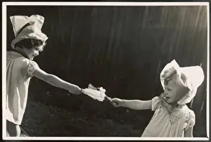 Childhood Christmas Memories Prints: Pulling a Cracker / 1930S