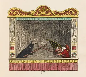 19th Century British Art Prints: Punch Fights Old Nick