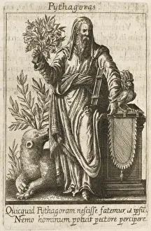 Print of Pythagoras, Greek philosopher and mathematician