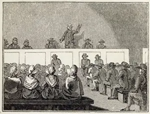 19th Century Quaker Meeting Print