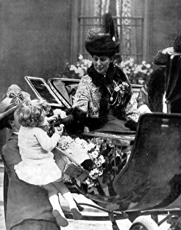 Queen Alexandra receiving a rose from a child, London, 1925 Queen Alexandra receiving a rose from a child, London, 1925