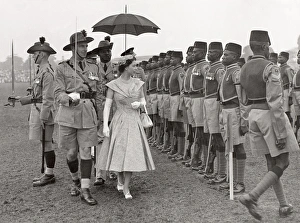 Queen Elizabeth II inspecting the 2nd Battalion Nigeria Regi Queen Elizabeth II inspecting the 2nd Battalion Nigeria Regi