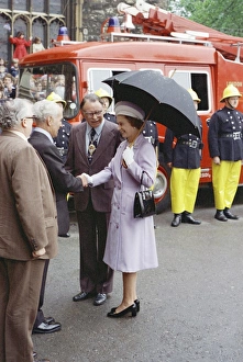 Queen Elizabeth II inspecting firefighters Queen Elizabeth II inspecting firefighters