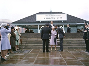 Queen Elizabeth II and Prince Philip outside Lambeth Pier Queen Elizabeth II and Prince Philip outside Lambeth Pier