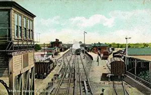 Prints of The Railway Station and Signal Box, Paddock Wood, Tonbridge, near Tunbridge Wells, Kent, England. South Eastern Railway Date: 1908 Railway Prints: The Railway Station & Signal Box, Paddock Wood Print, 1908