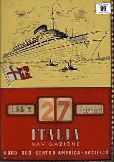 Images Dated 26th February 2013: Rare Italia Navigazione brass framed agent's calendar