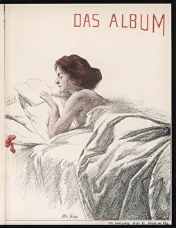 Woman Reading In Bed Prints: Reading in a White Bed