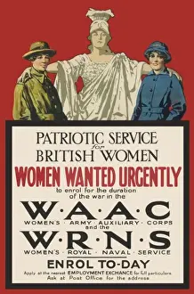Recruitment Prints: WWI Recruitment Poster Print: WaC and WRNS circa 1917