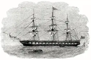 River Mersey Prints: Reformatory Ship Akbar Print, River Mersey 1856