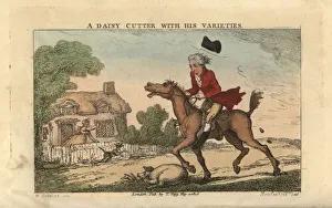 Regency gentleman riding a horse that barely lifts its feet Regency gentleman riding a horse that barely lifts its feet