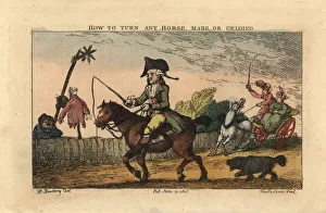 Regency gentleman using a whip to steer a horse Regency gentleman using a whip to steer a horse