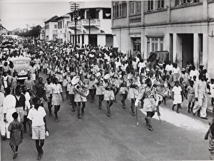 Regimental band marching, Ghana, West Africa Regimental band marching, Ghana, West Africa