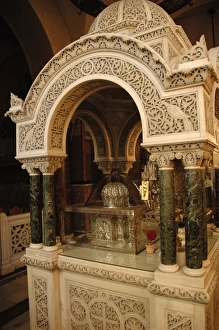 Relic of St. Andrews head on a silver carved teak. Patras Relic of St. Andrews head on a silver carved teak. Patras