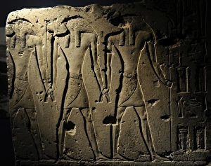 Relief depicting a falcon-headed gods, regarded as the origi Relief depicting a falcon-headed gods, regarded as the origi