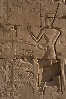 Relief depicting a Pharaoh, probably Ramses II, offering inc Relief depicting a Pharaoh, probably Ramses II, offering inc