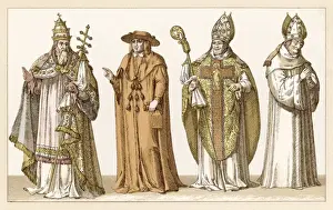 Religious Men Print: A Pope, Cardinal, and Bishops in Formal Attire