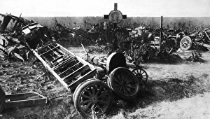 The remains off a German motor-transport convoy grouped round soldiers graves The remains off a German motor-transport convoy grouped round soldiers graves