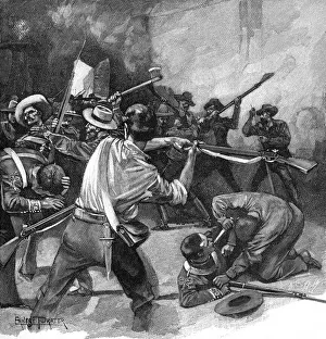 Prints of Mexican army take the Alamo, San Antonio Date: March 1836 The Alamo Prints: The Fall of the Alamo Print, March 1836