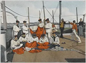 French Sailors Repairing a Flag Print