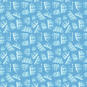 Repeating Pattern - Sailing Ships - pale blue background Repeating Pattern - Sailing Ships - pale blue background