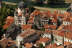 REPUBLIC OF MONTENEGRO. KOTOR. View of the city with the chu REPUBLIC OF MONTENEGRO. KOTOR. View of the city with the chu