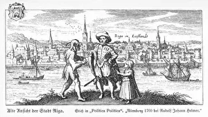 Prints of General view of Riga, in the province of Latvia, then part of Russia Latvia Prints: Riga in 1700 General View Print