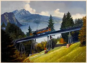 Switzerland Tourist Attractions Prints: Rigibahn View Colour