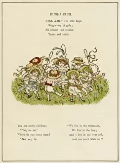 Victorian Nursery Rhyme Prints: Ring-a-RIng -- children dancing
