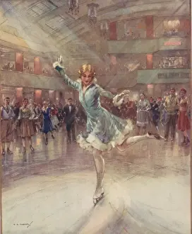 1930s Ice Rink Scene Print