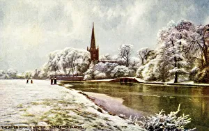 River Avon in winter, Stratford-on-Avon, Warwickshire River Avon in winter, Stratford-on-Avon, Warwickshire