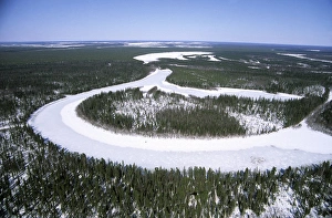 River Taz winter aerial, North Siberia River Taz winter aerial, North Siberia