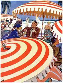 Riviera Interlude Print: 1930s French Cafe Scene