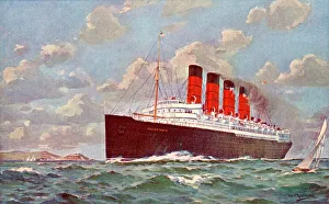 RMS Mauretania steamship, a Cunard liner, at sea RMS Mauretania steamship, a Cunard liner, at sea