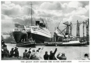 RMS Queen Mary leaving Clyde shipyards, near Glasgow RMS Queen Mary leaving Clyde shipyards, near Glasgow