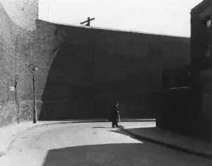 Brick Wall Architecture Prints: Road sweeper at work