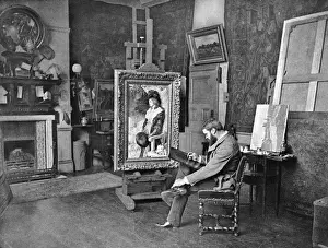 Prints of ROBERT WALKER MACBETH Artist, in his studio Date: 1848 - 1910 Robert Walker Macbeth Prints: Robert Walker Macbeth Print, Artist in Studio 1848-1910