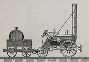 Steam Engine History Prints: Rocket steam engine designed by Stephenson, founder