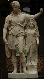 Roman Art. Statue of Dionysos leaning on a female figure ('H Roman Art. Statue of Dionysos leaning on a female figure ('H